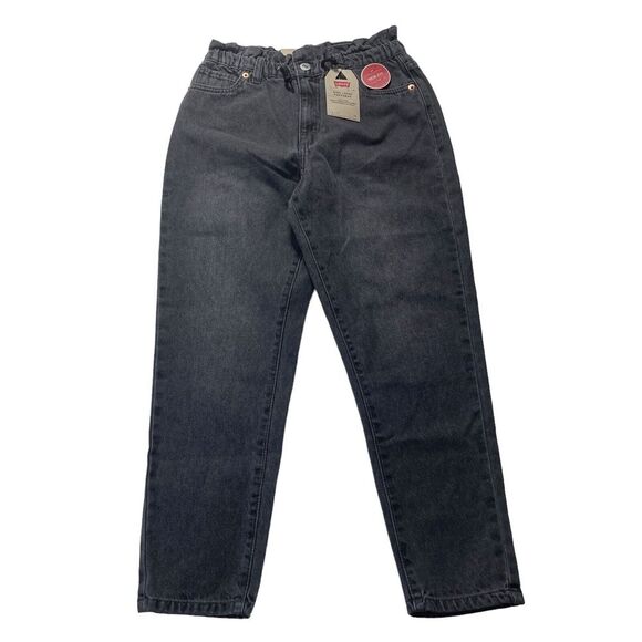 New Levi Strauss Size 10 R High Loose Paper bag Drawstring Dark Gray Kids - Picture 1 of 12